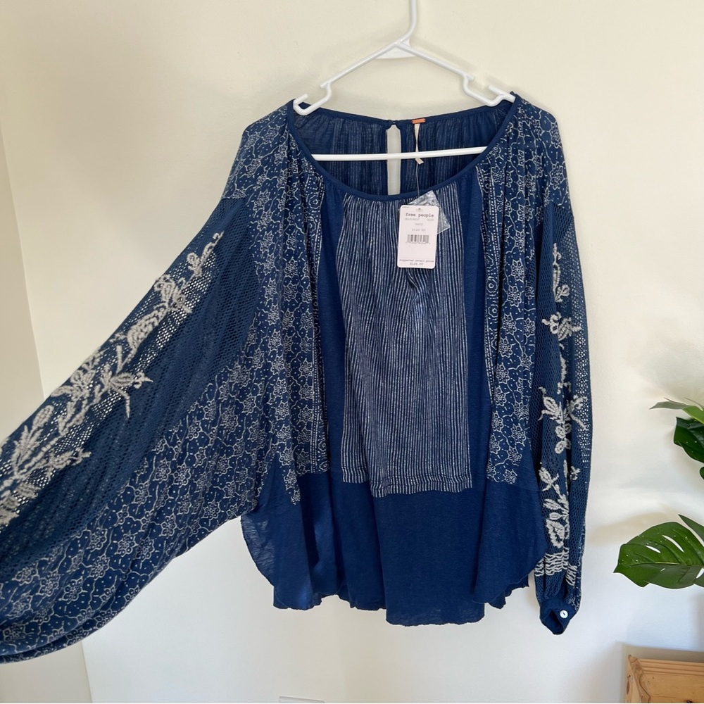 NWT Free People Boho Navy Flowy Oversized Tunic